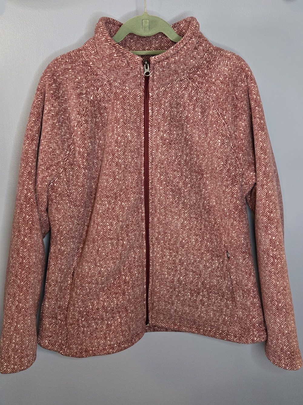 Natural Reflections Textured Maroon Zip-Up Utility Jacket